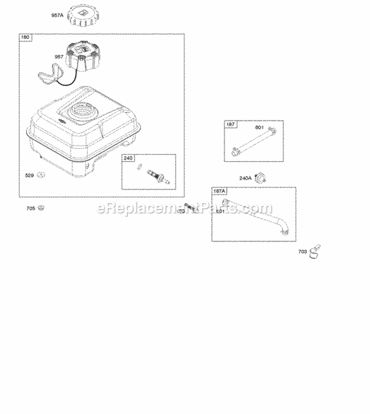 Fuel Supply Diagram and Parts List for  Briggs and Stratton Engine